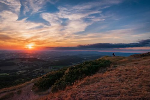 Sunset Over Herefordshire Countryside, With Couple
